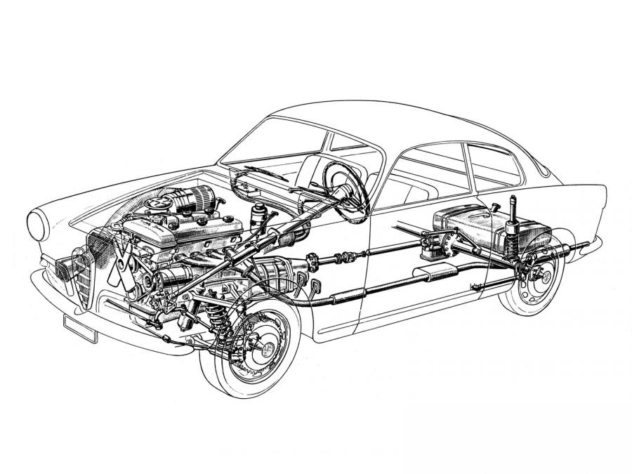 Схема Alfa Romeo Giulietta Sprint (750) 1954 года  (фото 6 из 9)